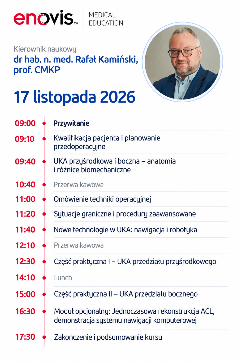 Harmonogram kursu Enovis z&nbsp;portretem eksperta